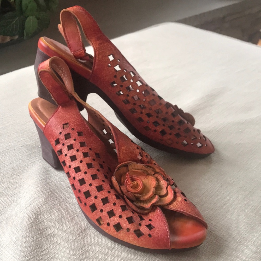 Spring Step L’artiste orange/red heel Open toe sandal EU 41